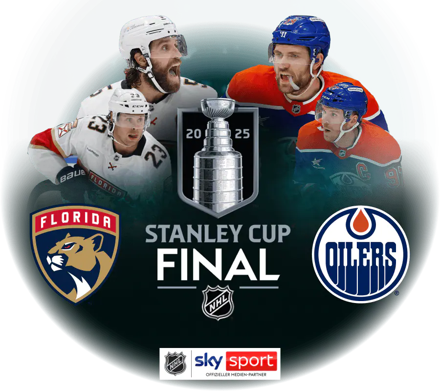Abgebildet sind jeweils zwei Spieler von Florida Panthers und den Edmonton Oilers.